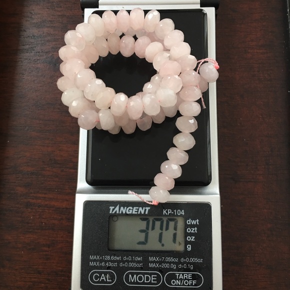 Faceted rose quartz string of bead for a necklace